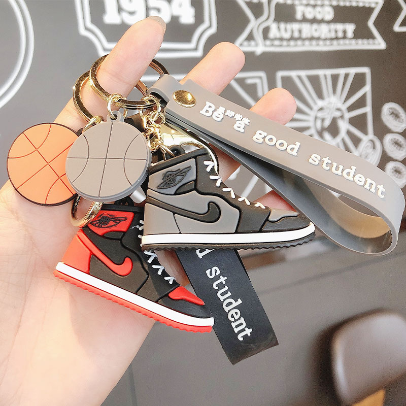 Personalized Silicone Three-Dimensional Sports Shoes Simulation Keychain Car Key Pendant Creative Bag Small Ornaments Wholesale