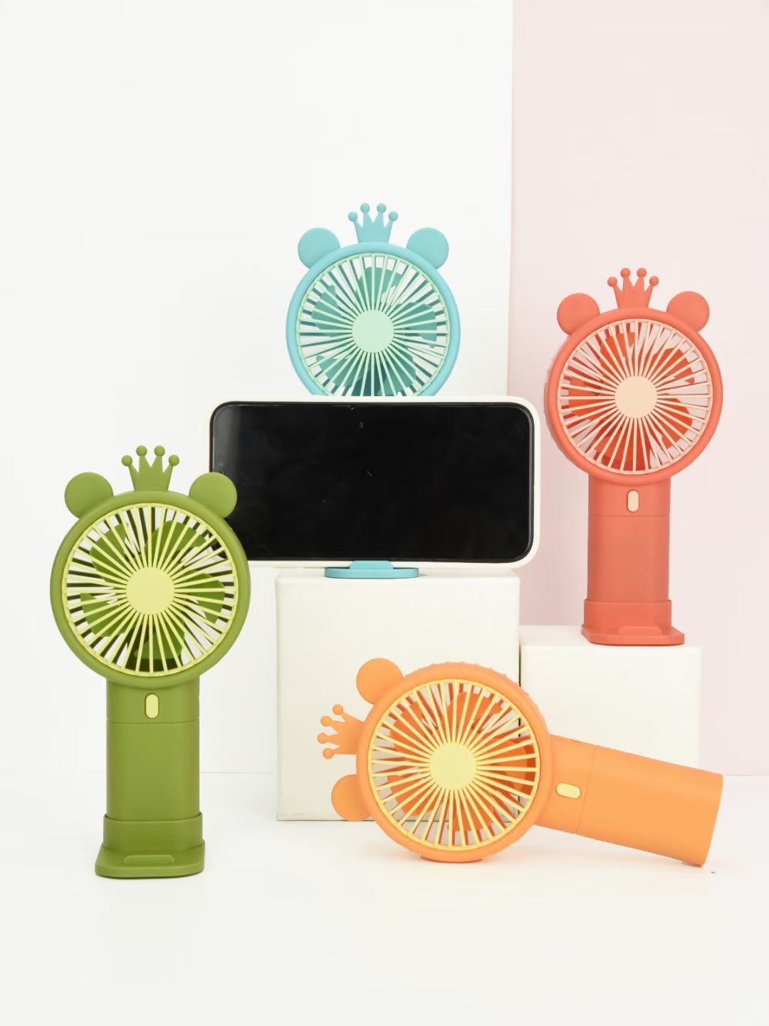 Cartoon Super Cute Mini Little Fan Handheld Portable Charging Outdoor Portable USB Rechargeable Fan