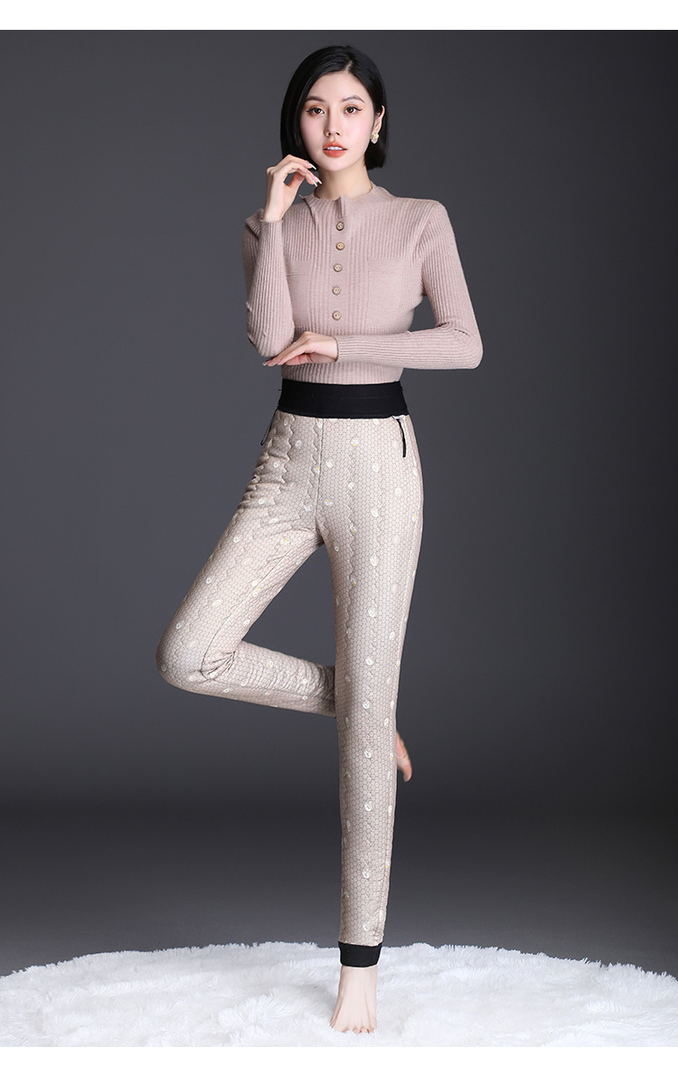 高腰蚕丝裤打底裤女秋冬款加绒加厚保暖小脚裤子黑色弹力长裤