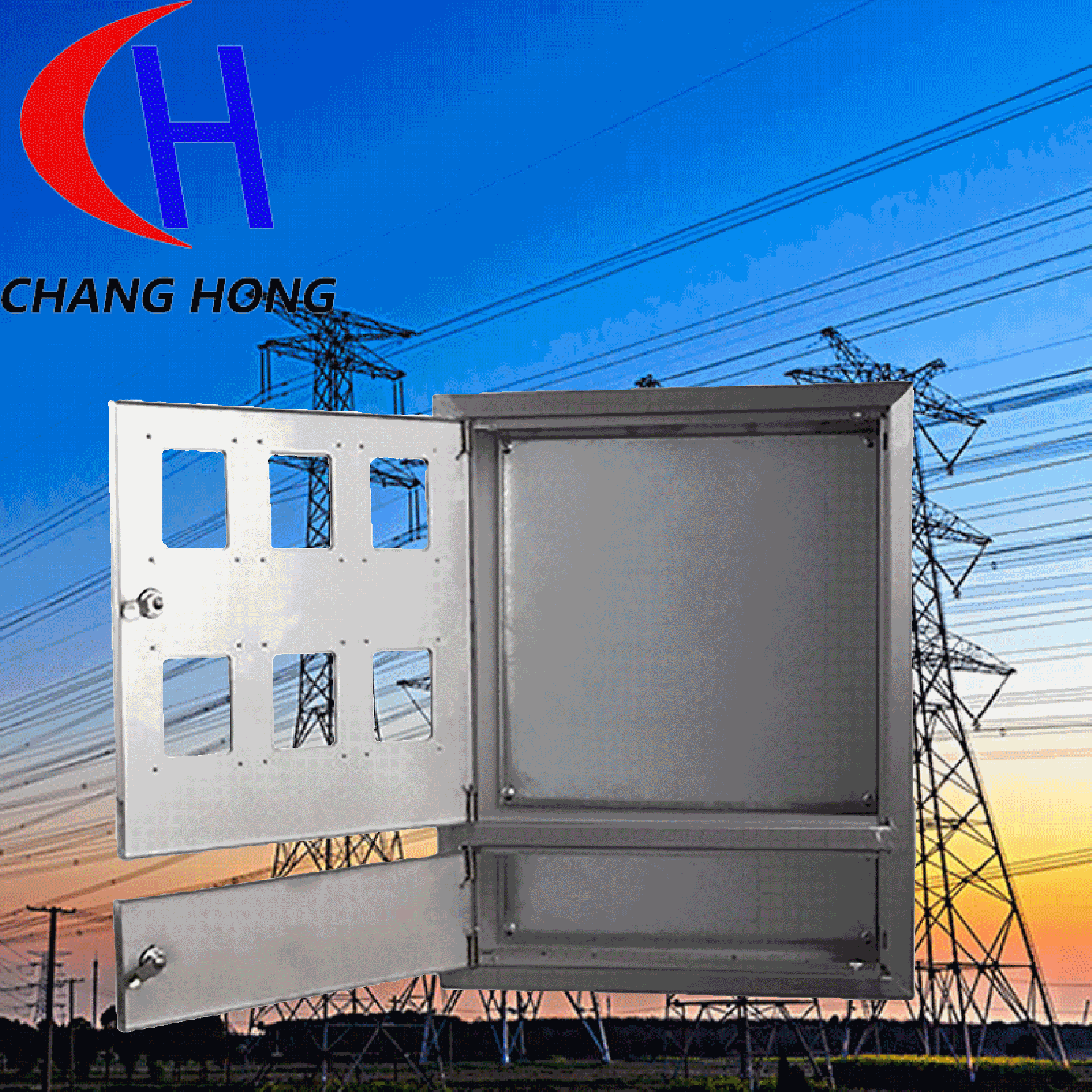 不锈钢单相三相上下双开门电表箱明暗装户外防雨双开门电表配电箱