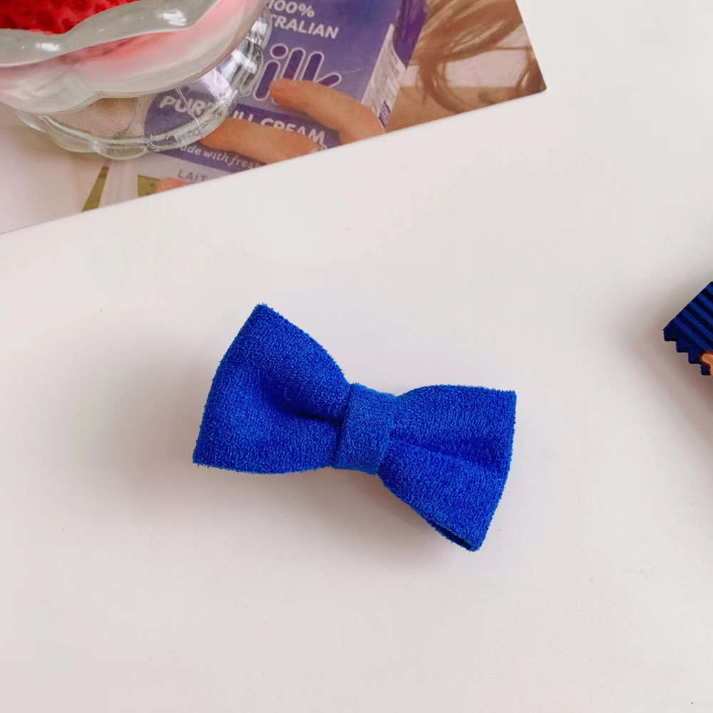 克莱因蓝色发夹网红气质发卡毛绒卡通夹子布艺发绳发圈蝴蝶结头饰