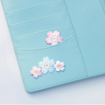 7wlo 小樱花刺绣布贴补衣服图案可缝可贴补洞包包装饰自粘羽绒服