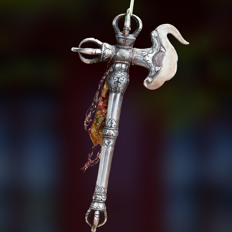 尼泊尔超大金刚斧西藏佛十字金刚杵十月刀星月刀佛具金刚橛