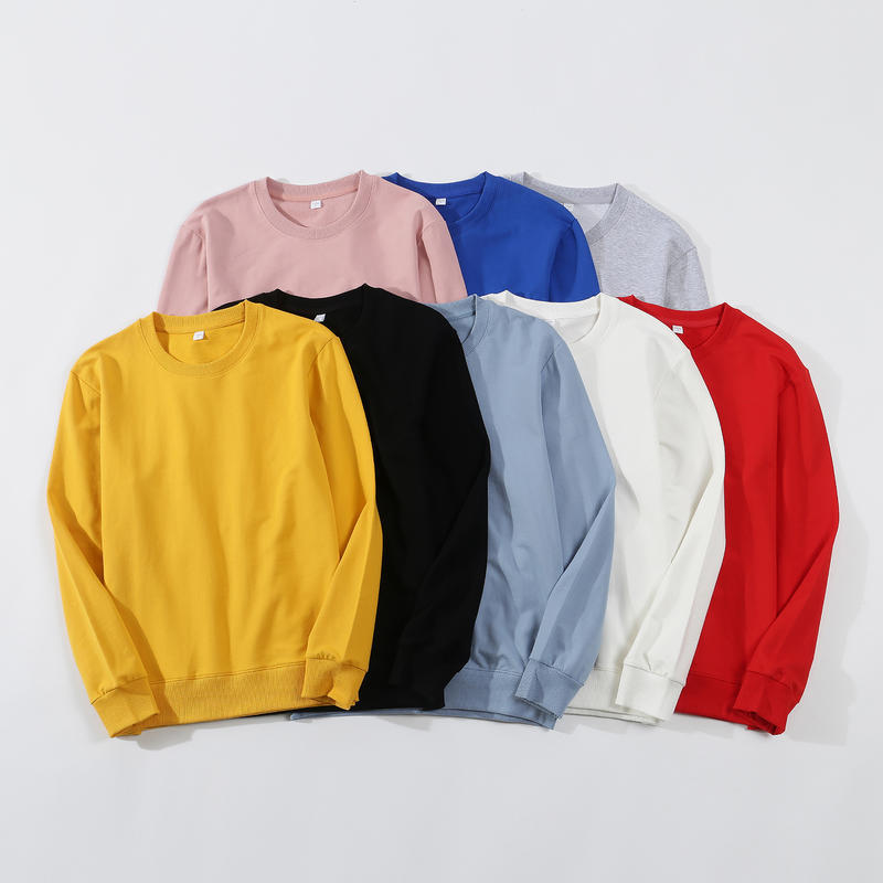 New Advertising Shirt Sweater Men and Women All-Matching Solid Color round Neck Spring and Autumn Korean Style Cotton Long Sleeve Wholesale Printable Logo