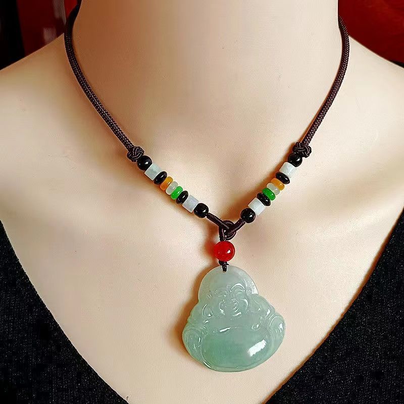 正品精品a货翡翠玉佛吊坠弥勒佛公缅甸玉石挂件冰种-阿里巴巴