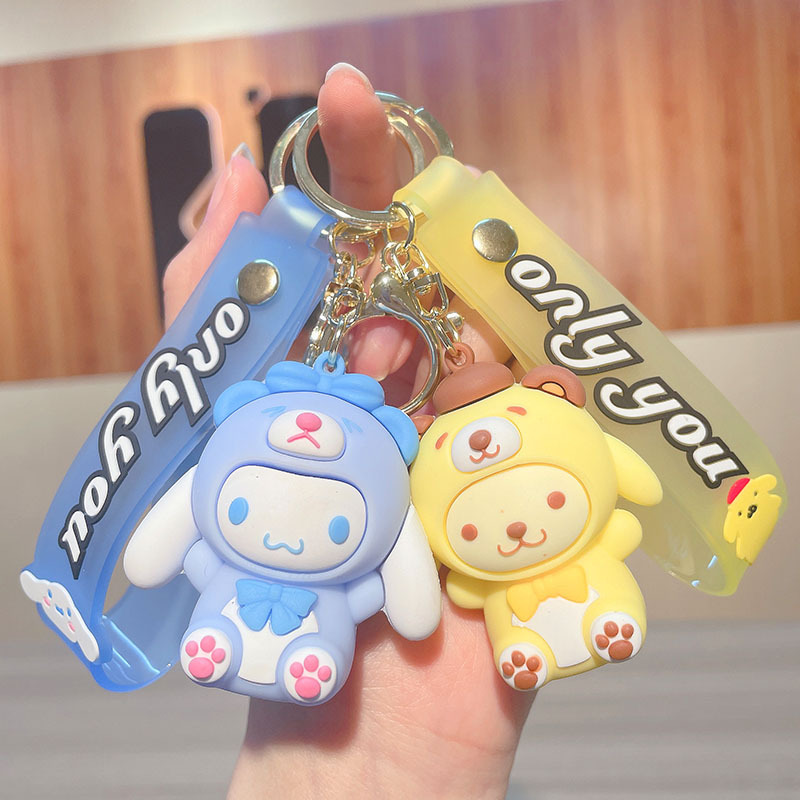 Cartoon Sanrio Transformed Small Animal Keychain Cute Melody Handbag Pendant Car Key Ring Gift