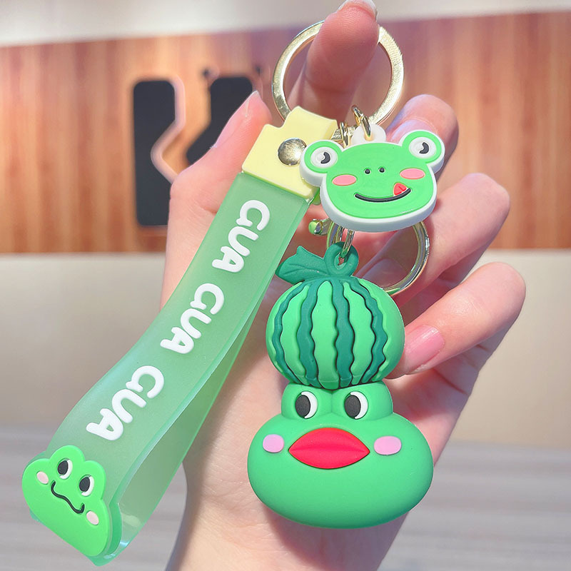 New Ins Cute Frog Keychain Cartoon PVC Doll Bag Package Pendant Car Key Ring Gift Wholesale