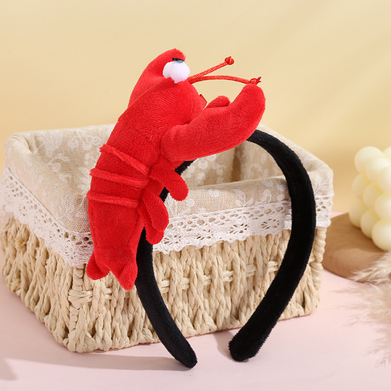 网红搞怪发箍卖萌大龙虾公仔头箍现货批发居家洗漱洗脸压发发饰