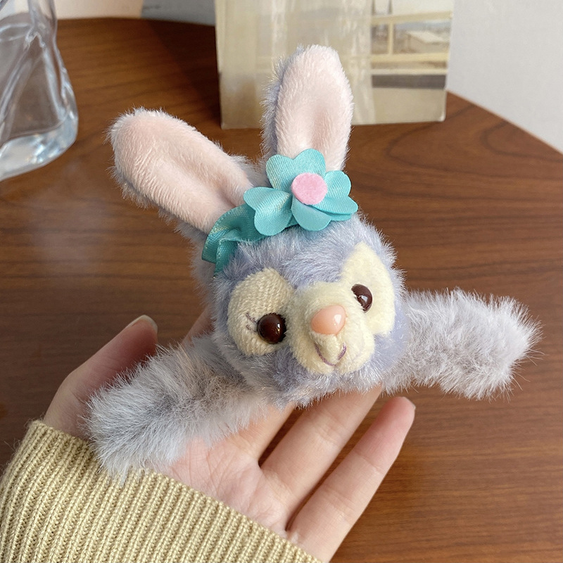 星黛露毛绒抓夹女2021年秋新款网红发夹大号后脑勺可爱毛毛鲨鱼夹