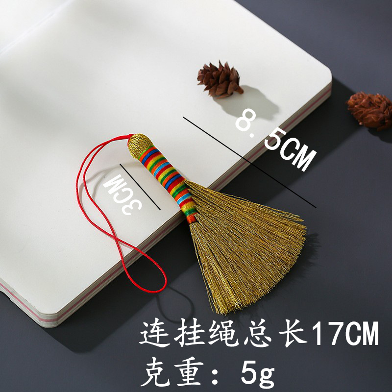 Small Broom Baby Bedside Broom for Dragon Boat Festival Baby Sleeping Blessing Broom Pendant Hand-Woven Gold Broom Tassel