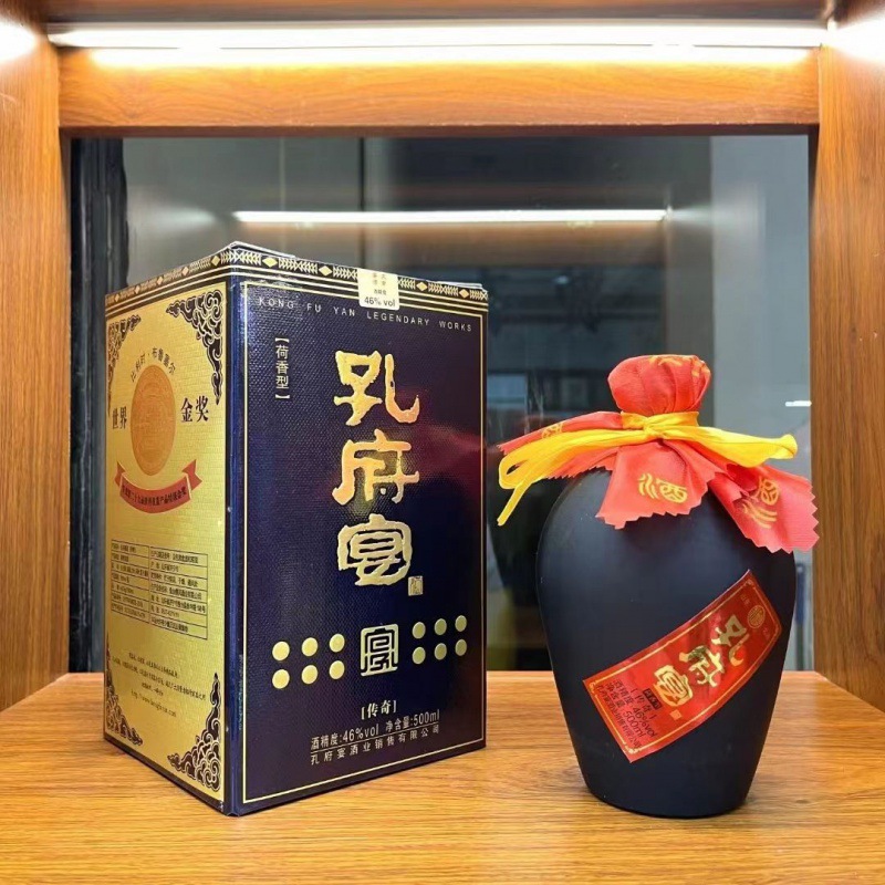 山东孔府宴家传奇酒荷香型坛装500ml清香纯粮食孔府家酒整箱6瓶装