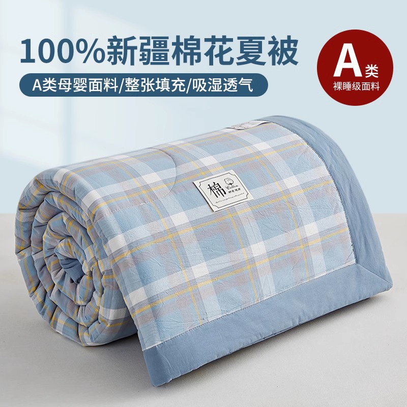 Summer Class a Xinjiang Cotton Quilt Pure Cotton Air Conditioning Quilt Machine Washable Quilt Student Summer Quilt Summer Cool Quilt Gift Thin Quilt