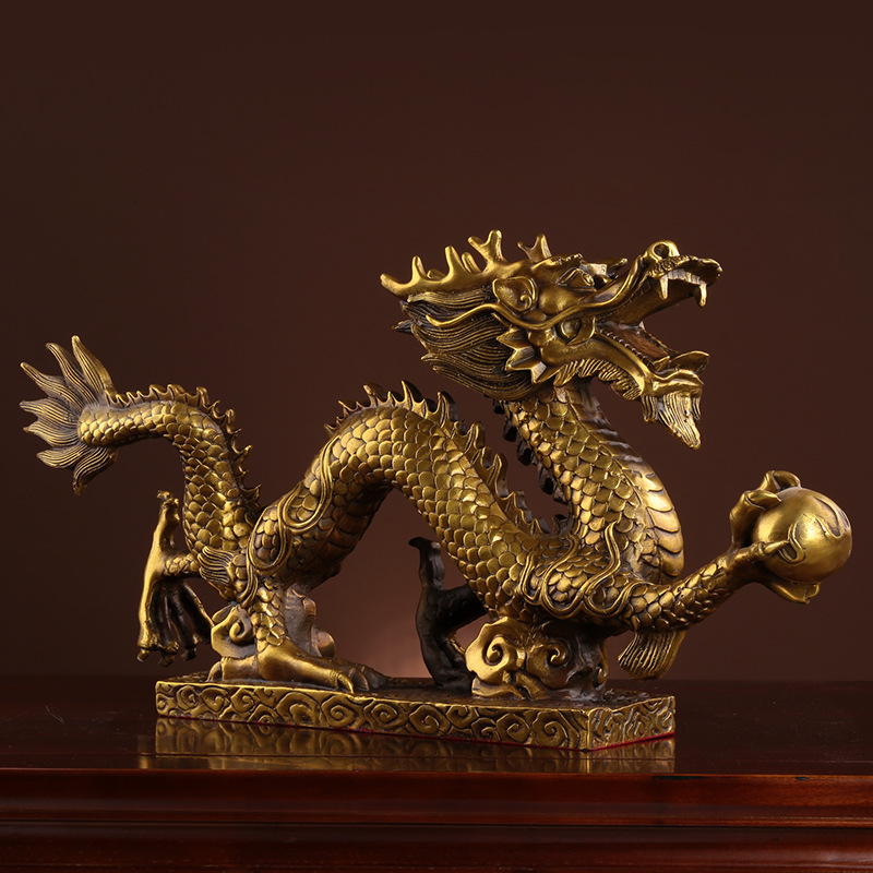 全铜龙摆件纯铜青龙招财工艺品生肖龙金龙客厅风水装饰品金属龙
