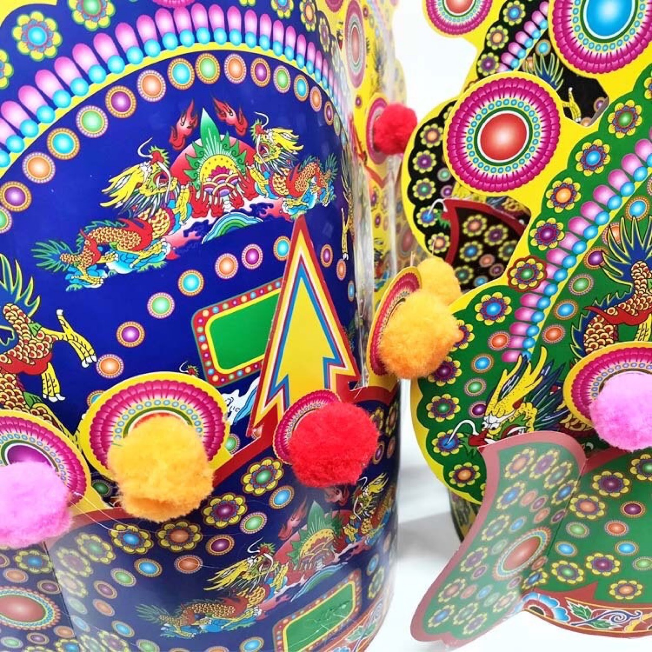 潮汕纸扎用品 拜神五色龙帽 硬卡纸立体帽 五色武帽 将军纸帽