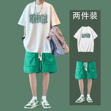 夏季套装男生休闲运动韩版潮流短袖短裤两件套搭配一整套帅气宽松