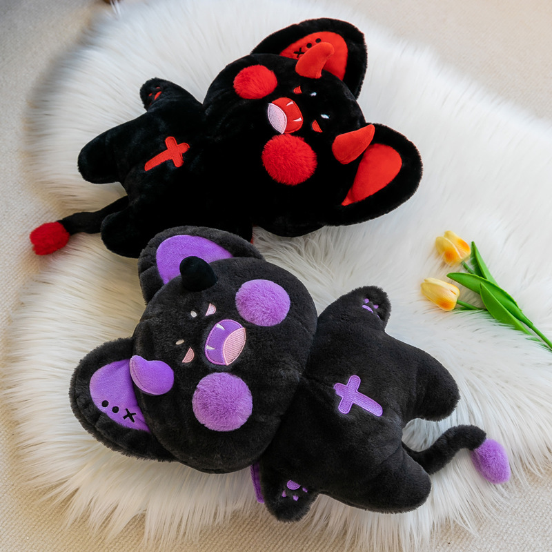 跨境新款暗黑小怪兽公仔黑化嘟嘟猫毛绒玩具外贸爆款小恶魔玩偶