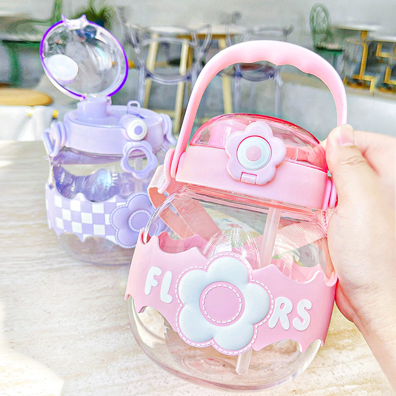 Customized Girls' Good-looking Big Belly Cup Children's Large Capacity Ton Barrels Student Portable Straw Cup Kettle