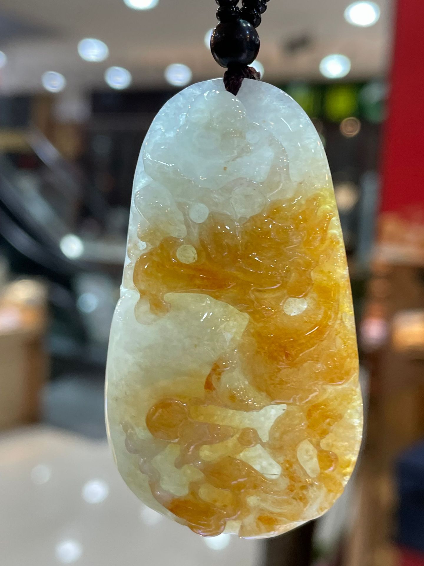 天然a货缅甸冰糯种黄翡翡翠龙牌吊坠翠玉生肖龙挂件玉石玉器