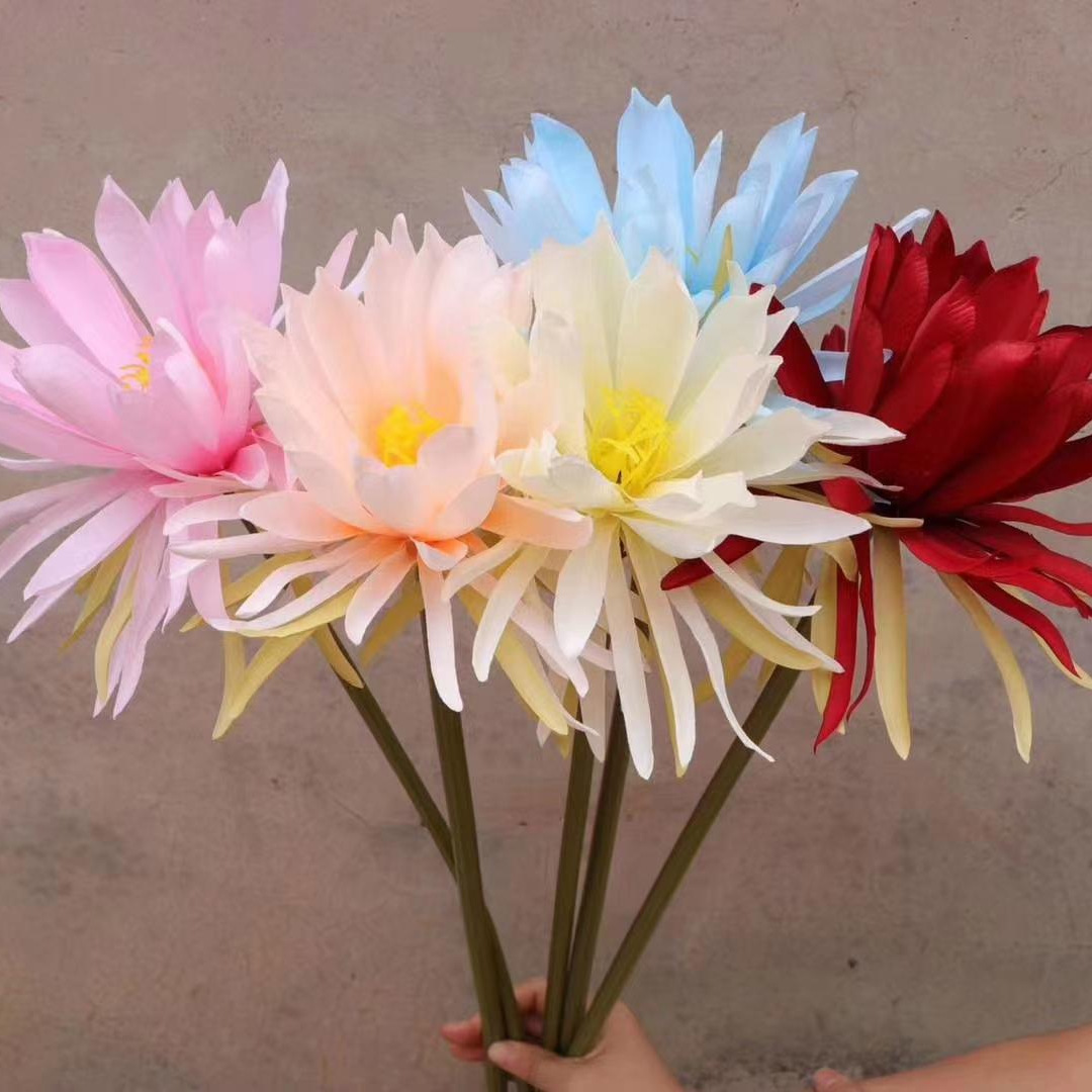 单头大昙花仿真花长杆古风汉服拍照道具绢花仿真昙花婚庆路引花材