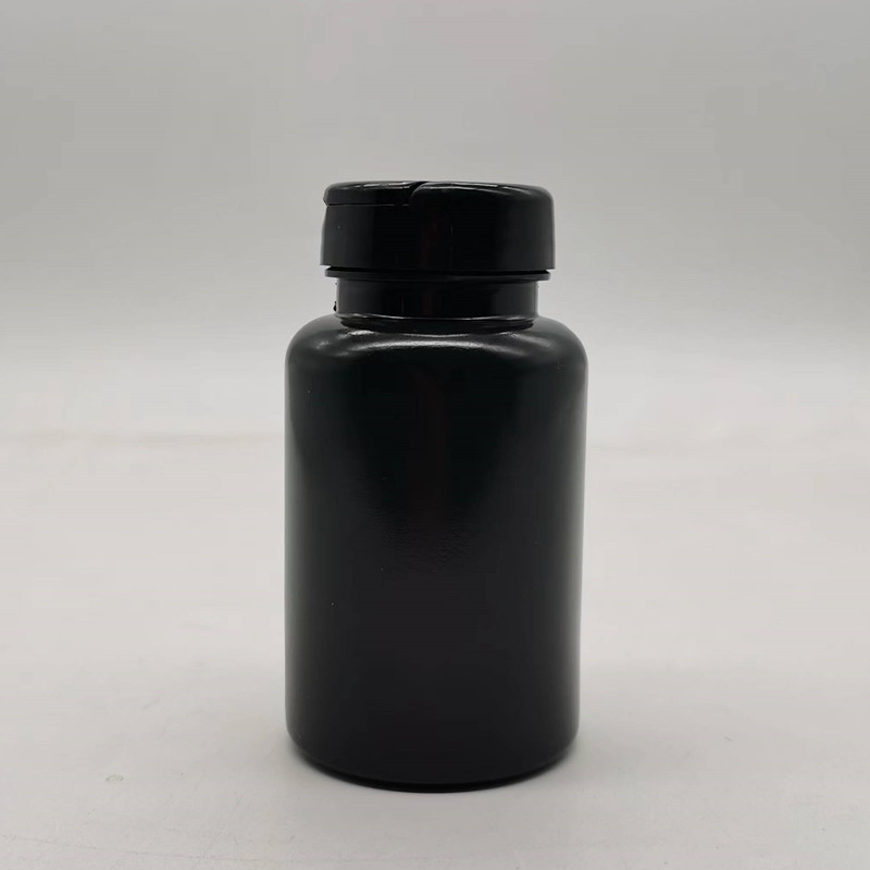 pe 150ml塑料瓶 hdpe材质 黑色保健品瓶 扇形翻盖 铝箔封口垫片