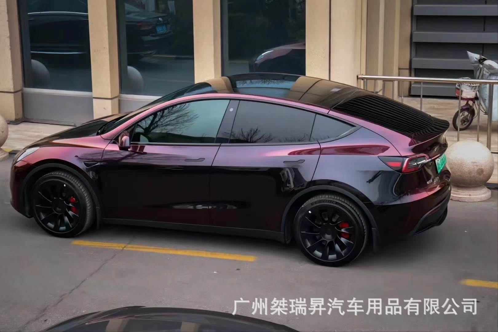 pet流光黑魅红车身改色贴膜汽车pet钻石黑魅红渐变全车光感黑魅红