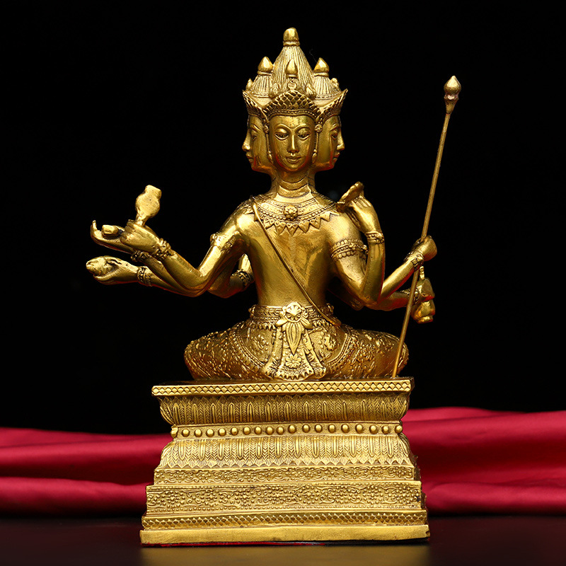 纯铜泰国四面佛 摆件大梵天王四面佛铜像家居装饰工艺品