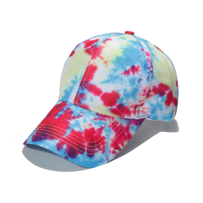 Cross-Border Amazon Spring and Summer New Sun Hat Street Colorful Fireworks Vortex Tie-Dye Baseball Cap Men's and Women's Sun Hats