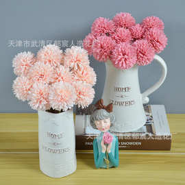 仿真乒乓菊单枝球菊单枝刺球蒲公英假花客厅盆栽插花婚庆装饰跨境