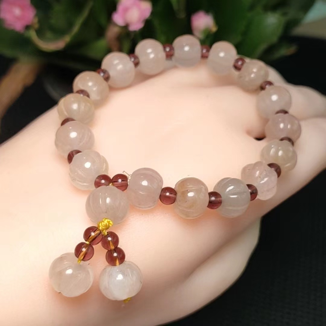 时尚推荐百搭衬肤色金丝玉宝石光手链小清新冰糖心宝石光手串批发