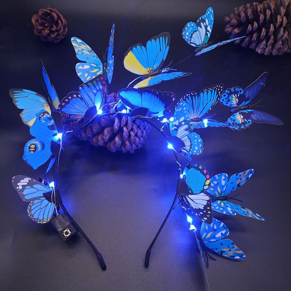 Amazon Luminous Headband Christmas Butterfly Headband Concert Headdress Scenic Spot Night Market Tourist Landscape Supply