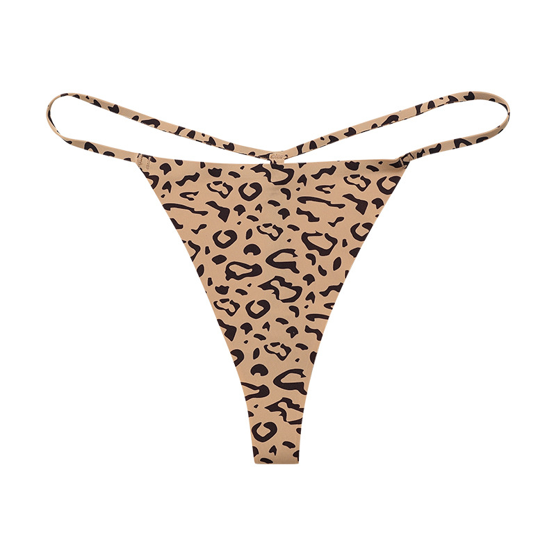 Amazon Foreign Trade Sexy Leopard Print T-Back Women's Thin Strap Low Waist Hot Seductive Stretch Sexy T-Shaped Briefs