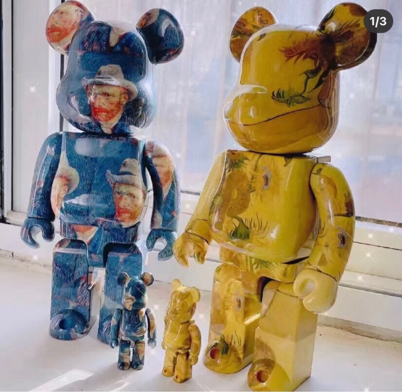 bearbrick1000%梵高向日葵积木熊潮玩手办巴斯奎特暴力熊公仔摆件