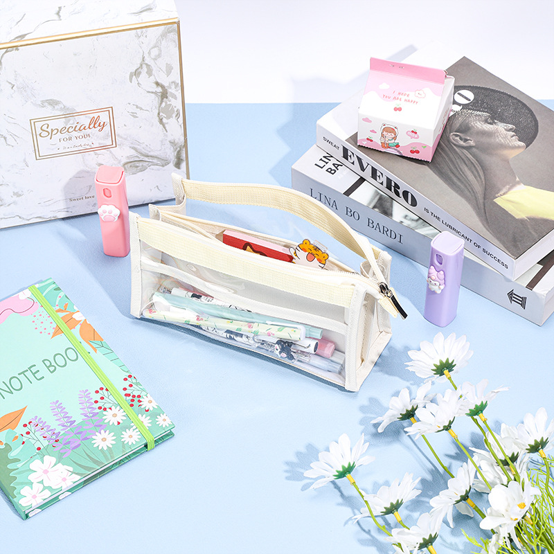 Large Capacity Six-Layer Pencil Case Transparent Pencil Box Girl Primary School Student Good-looking Simple Girl Students' Stationery Bag Stationery Box
