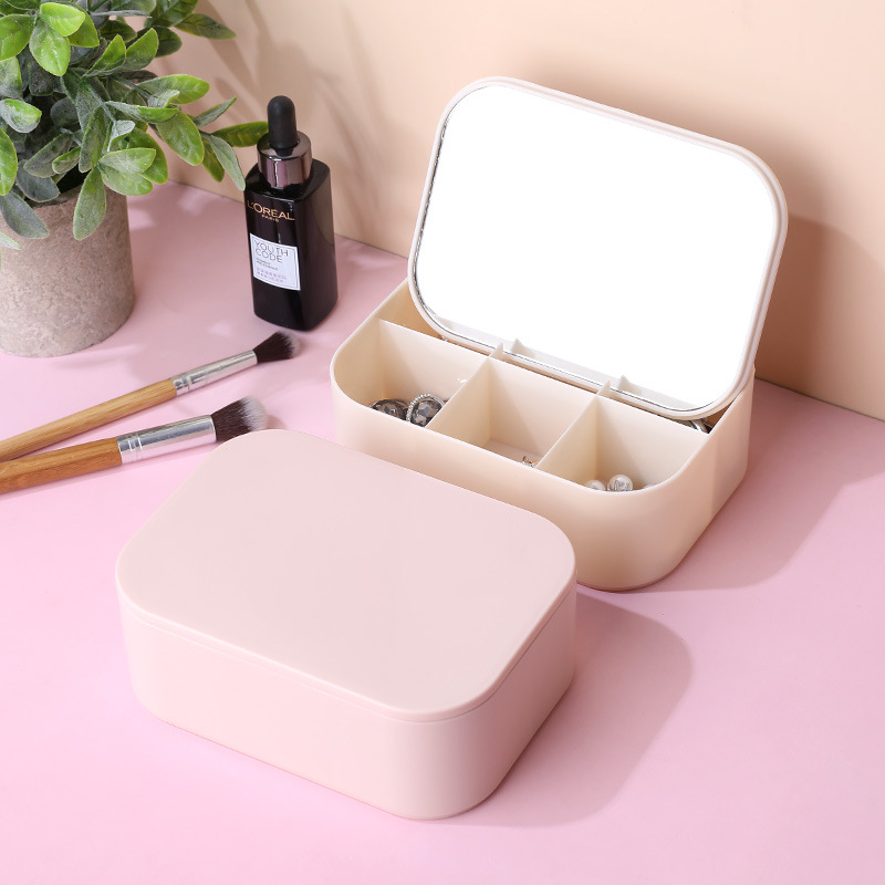 Storage Makeup Mirror Portable Multi-Functional Jewelry Storage Box Dormitory Beauty round Mirror DIY Small Mirror Wholesale