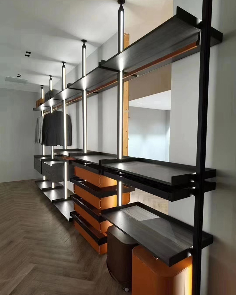 立柱式金属衣帽间diy衣橱架轻奢极简开放步入式整体铝合金属衣柜