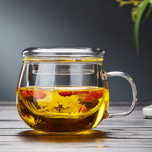 22QR玻璃杯茶杯带把盖耐热茶水分离家用办公室男女透明过滤泡花茶