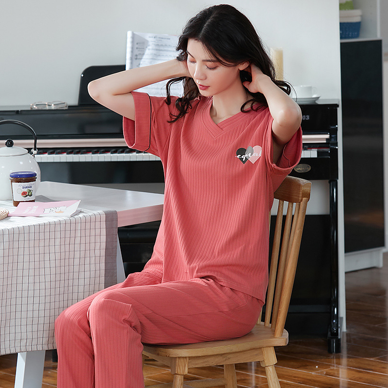 Cotton Pullover Pajamas Women's Pink Girl Plaid Trousers High-Grade Spring and Summer Student Homewear 2024 Suit