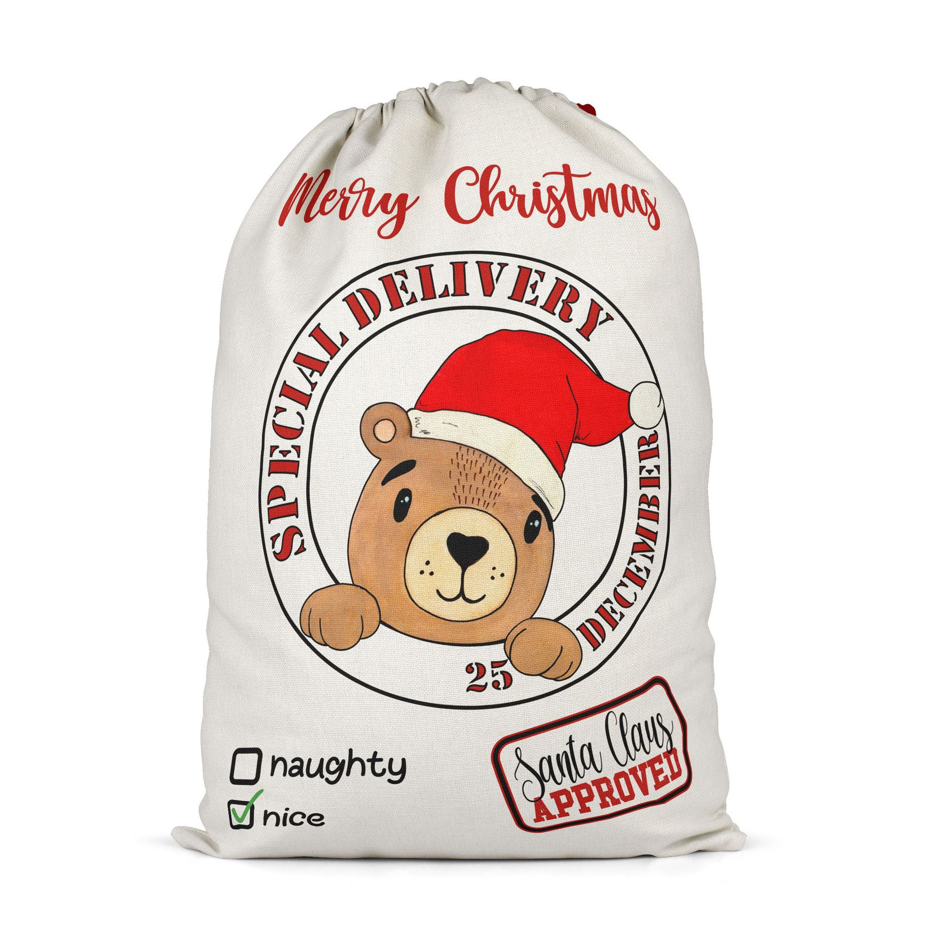 santa sack卡通动物圣诞节礼物袋礼品袋圣诞糖果袋麻布抽绳束口袋