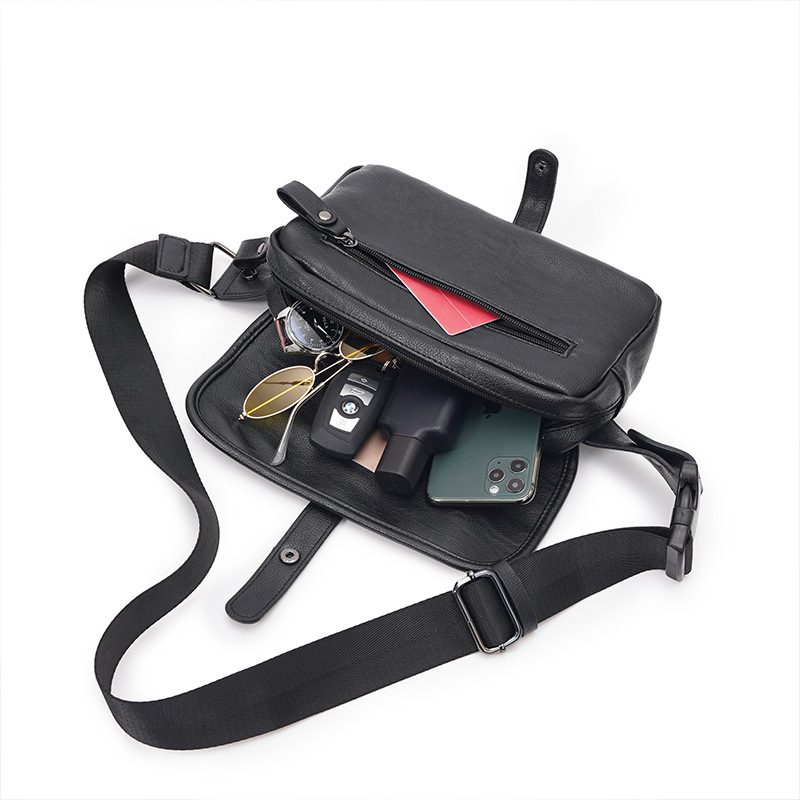 New Men's Fashion Messenger Bag Casual Pu Soft Leather Bag Horizontal Mobile Phone Bag Men's Shoulder Bag Waist Bag Chest Bag