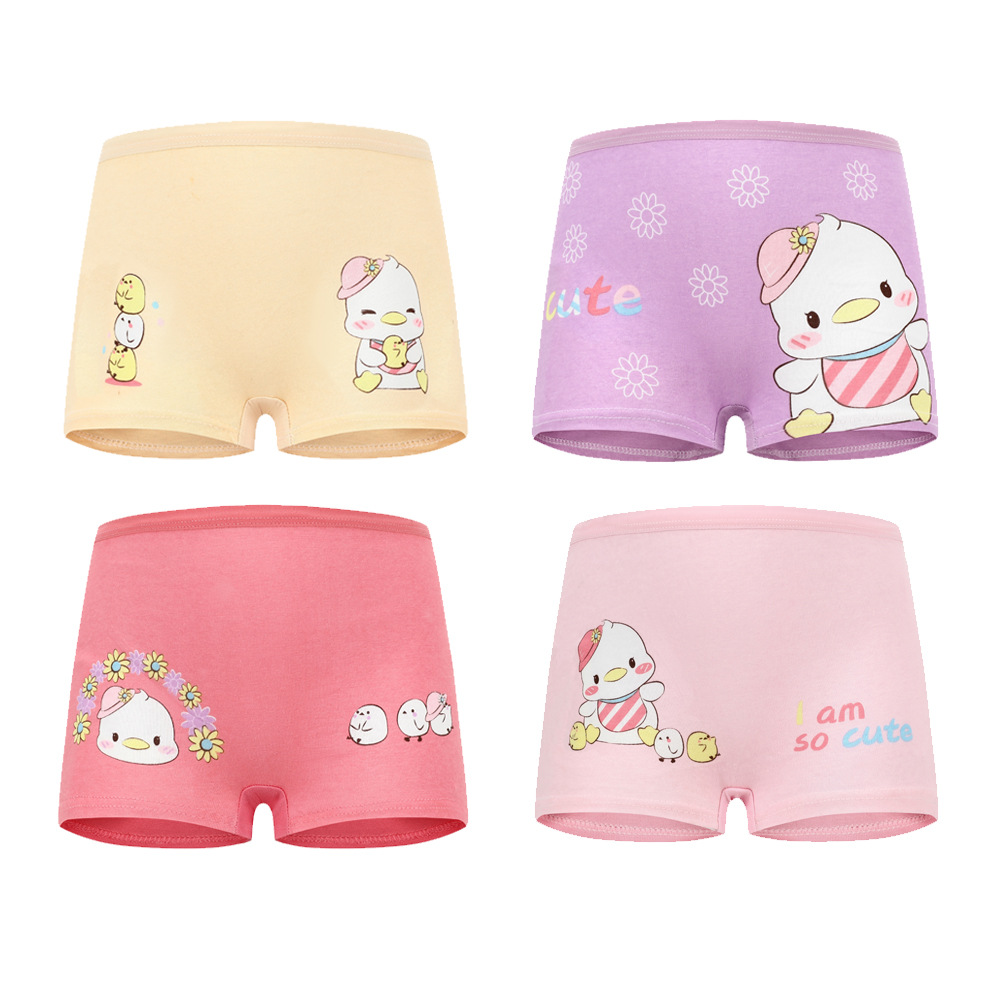 Children's Underwear Pure Cotton Girl's Underwear Multiple Color Boxer Briefs Children 4 Pack Baby Girl's Underwear