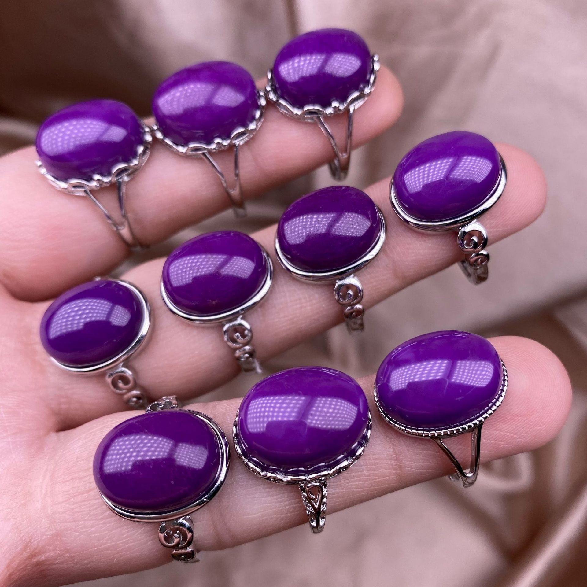 紫云母戒指戒面干净无杂品质好性价比高批发零售拉人气女款首饰