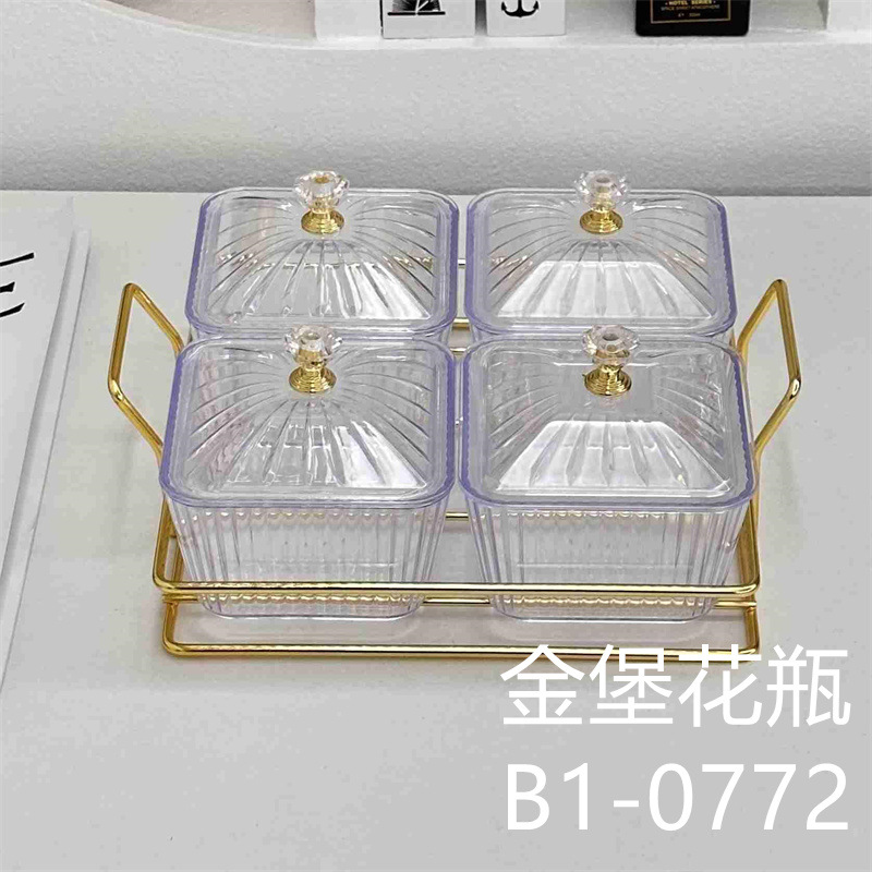 Transparent Square Plastic Fruit Plate Living Room Coffee Table Storage Box Refreshments Candy Plate Dim Sum Plate Snack Dish Dried Fruit Box