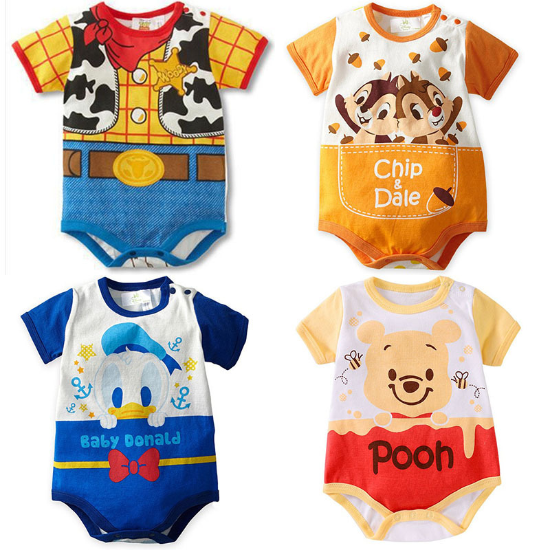 Summer Thin Cartoon Baby Clothes Cotton Short-Sleeved Triangle Sheath Jumpsuit Romper