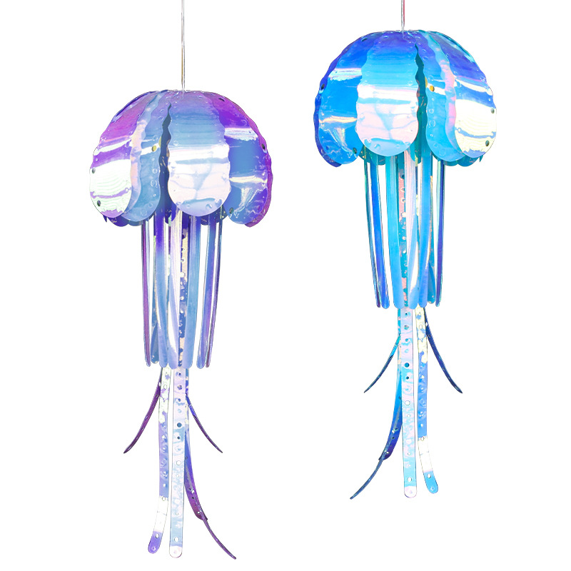 Cross-Border Colorful Luminous Decoration Jellyfish Wedding Christmas Atrium Window Hanging Decoration 70cm Creative Light Outdoor Jellyfish Lamp