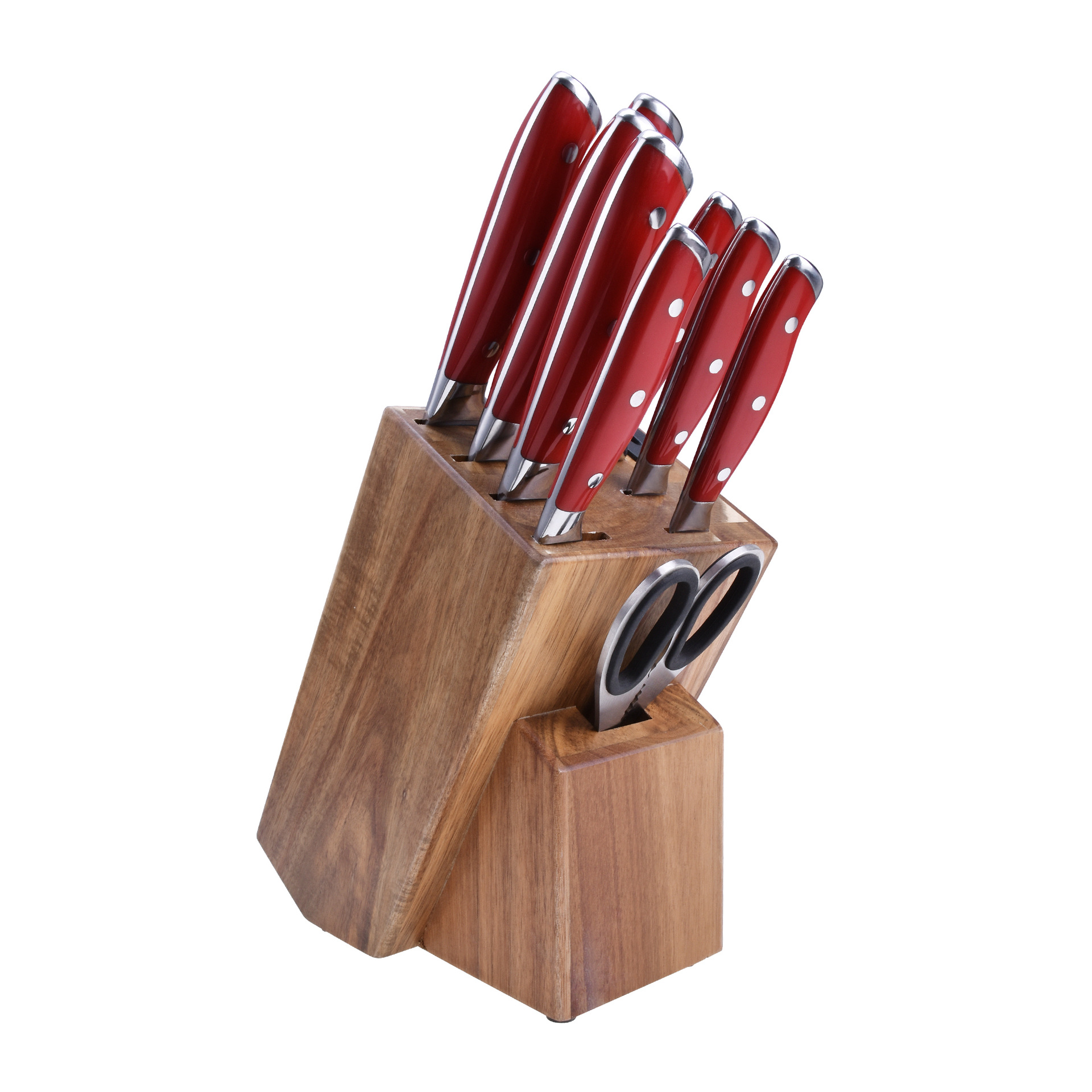 10件套abs手柄全不锈钢厨房套刀厨师刀带木座