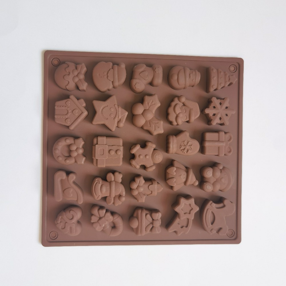 25 Even Christmas Chocolate Cake Mold Mold Non-Stick Silicone Jelly Candy Mold 3D Mold DIY