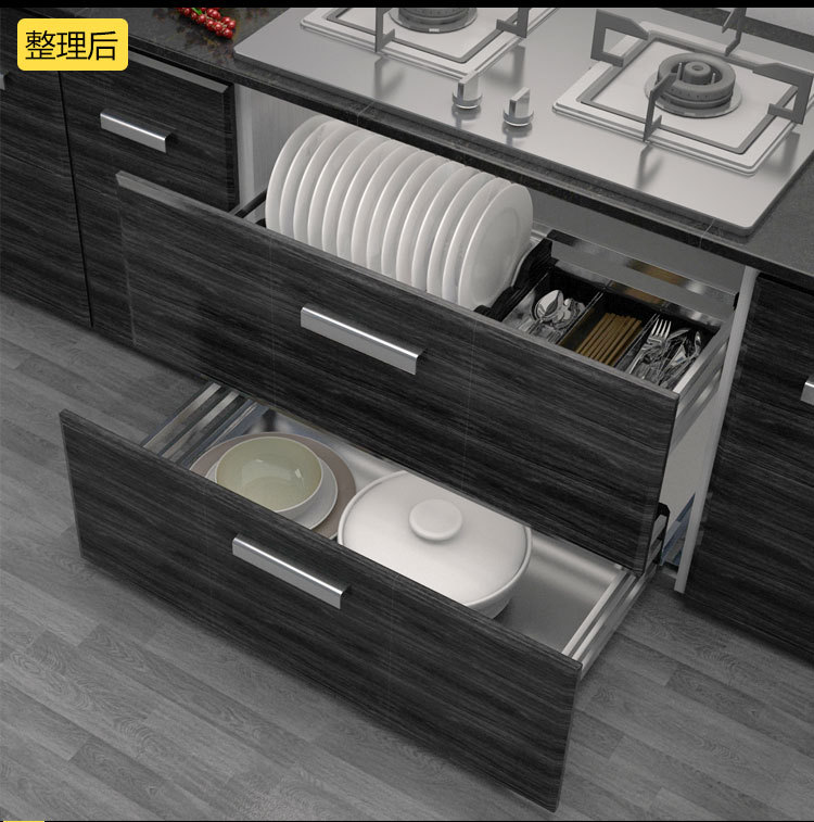 厨房拉蓝双层橱柜拉篮sus304不锈钢阻尼调味拉篮厨柜碗碟拉篮