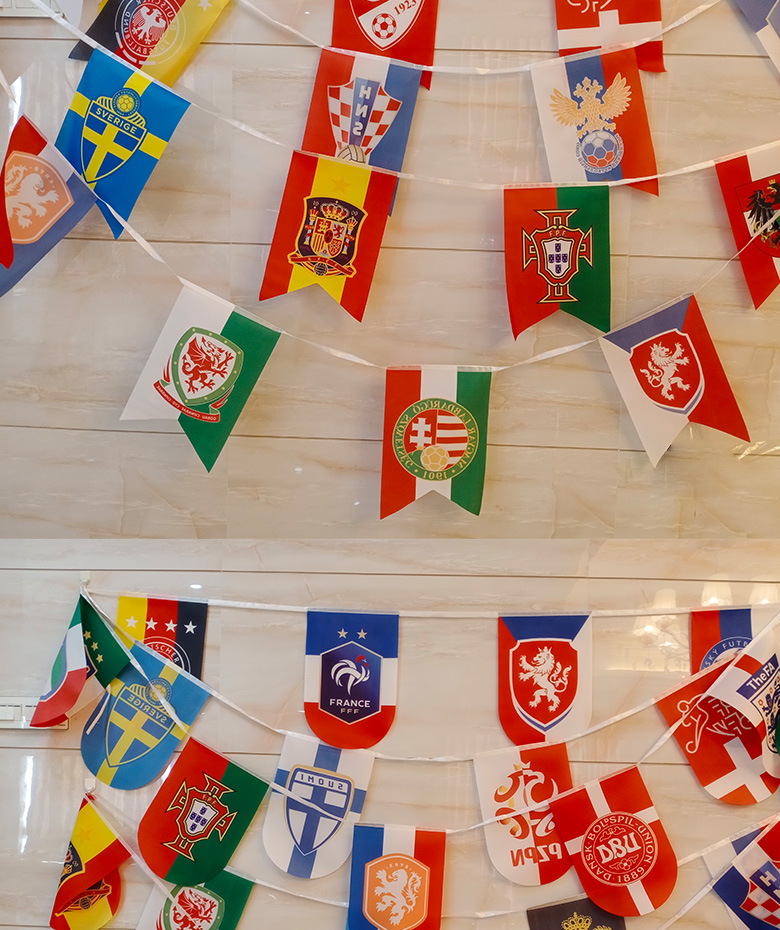 2021欧洲杯国旗串旗旗帜酒吧烧烤店ktv氛围装饰足球主题场景布置