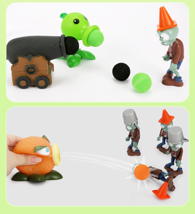 包邮植物大战僵尸男孩玩具发射豌豆射手弹射儿童礼盒彩装软胶套装