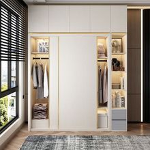 推拉门衣柜白色现代简约小户型家用卧室北欧整体移滑门衣橱